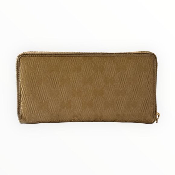 Gucci GG Imprime Metallic Gold Zip Around Wallet - Picture 3 of 8
